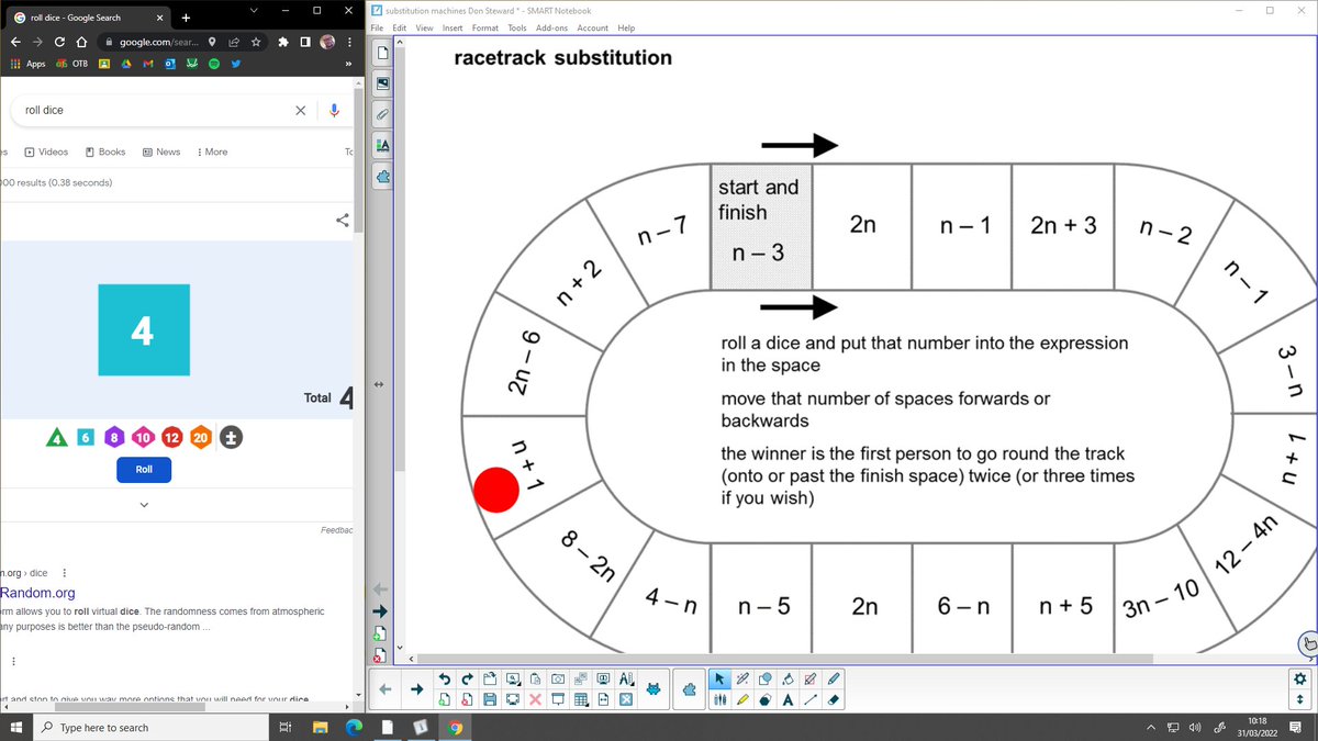 BucksburnMaths's tweet photo. Substitution and board games. Another small Don Steward task kept #s1maths engaged and motivated for the whole lesson. Loads of questions done with an oportunity to practice negatives as well as substitution. https://t.co/bMLYoz6dw0 https://t.co/GEt2aubSf5