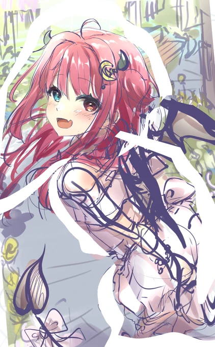 #一か月上達法2日目線画が描きやすくなるようにラフをもう少し見やすいようにした明日は線画に入るよ～ 