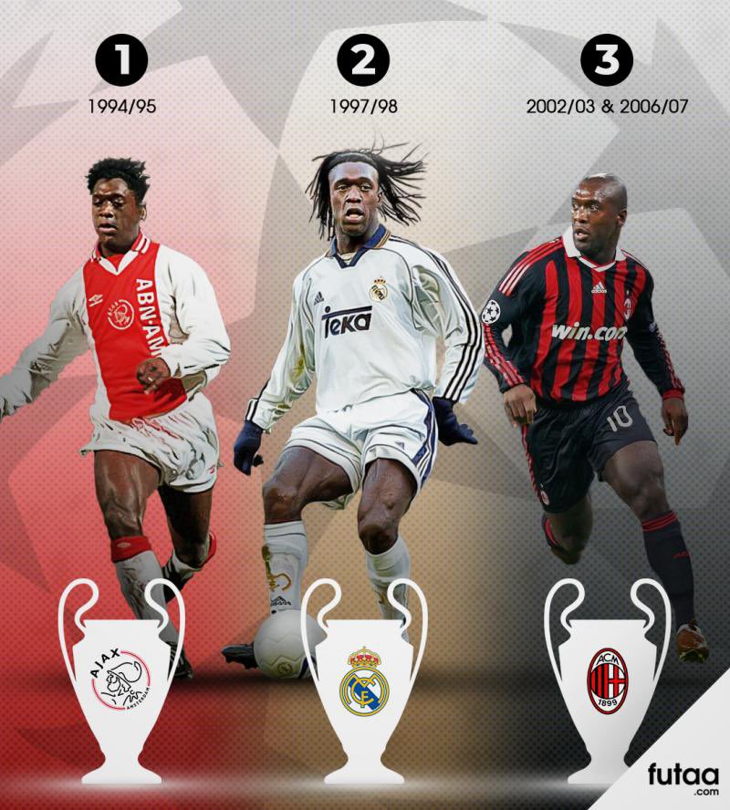 Match of the Day - Ajax 1995 🏆 Real Madrid 1998 🏆 AC Milan 2003 & 2007  🏆🏆 Happy birthday to Clarence Seedorf - the ONLY player to win the Champions  League with three different clubs 🙌