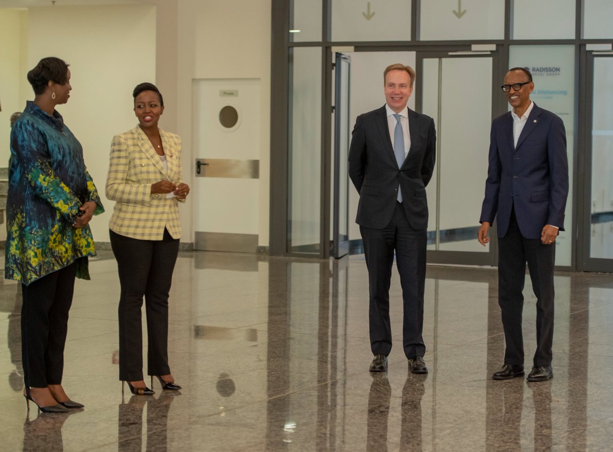 AdamsKwizera___'s tweet photo. JUST IN:
President Kagame has arrived at the Kigali Convention Centre to launch the Centre for the 4th Industrial Revolution – Rwanda, alongside President of the World Economic Forum President @borgebrende. #Rwanda4IR 

📸: @UrugwiroVillage 
#AdamsReports https://t.co/VejTWk1uuT