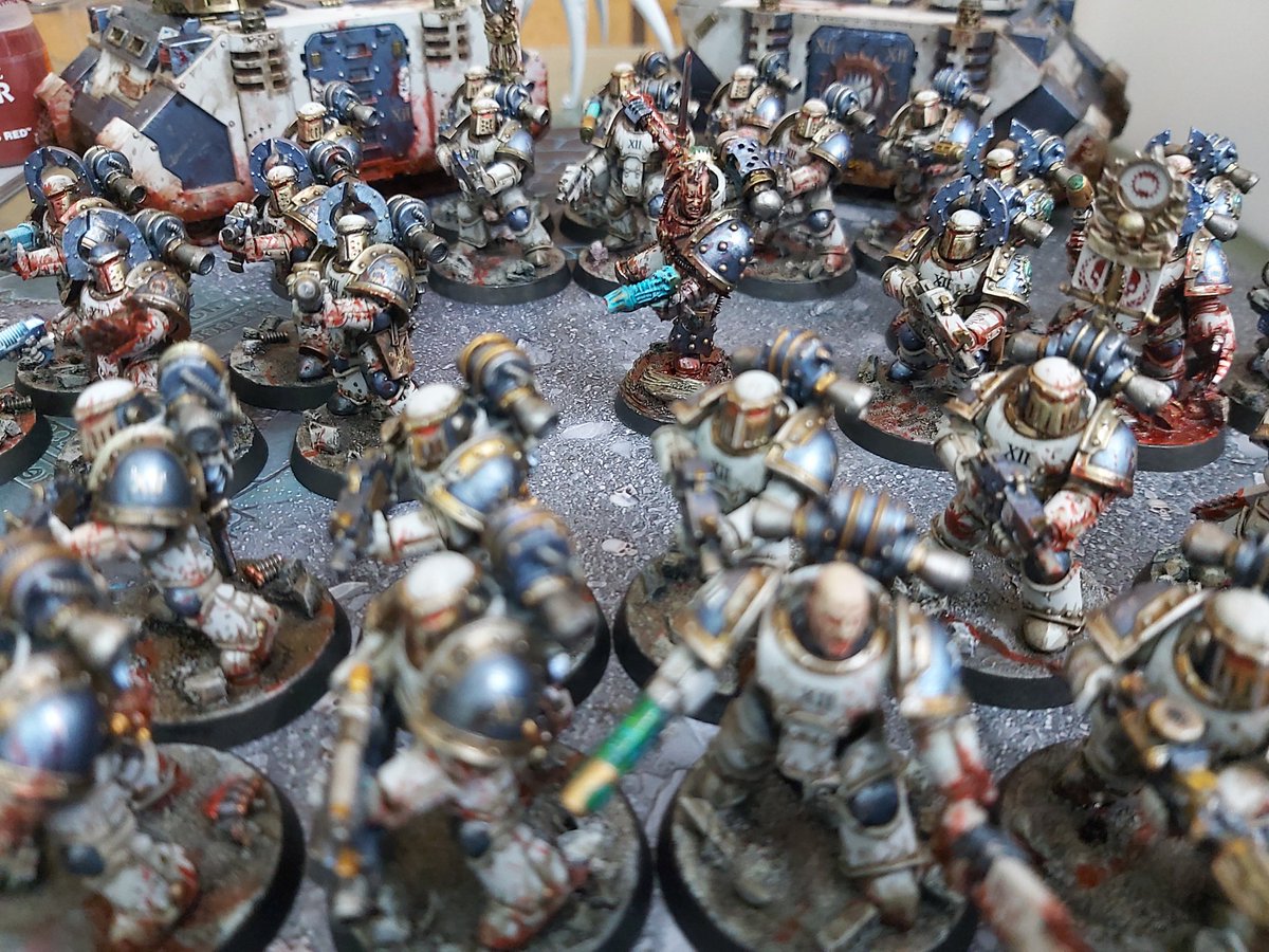 NightHorrible's tweet photo. Officially caught up and have all of my #WorldEaters painted and ready to go 🌏

I have a squad of Red Butchers and an Apothecary set en route though to keep me busy. Looking forward to painting them ✌

#Warhammer40k
#GamesWorkshop
#WarhammerCommunity
#HorusHeresy https://t.co/C14IkAPgbQ