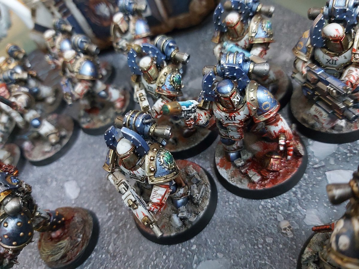 NightHorrible's tweet photo. Officially caught up and have all of my #WorldEaters painted and ready to go 🌏

I have a squad of Red Butchers and an Apothecary set en route though to keep me busy. Looking forward to painting them ✌

#Warhammer40k
#GamesWorkshop
#WarhammerCommunity
#HorusHeresy https://t.co/C14IkAPgbQ