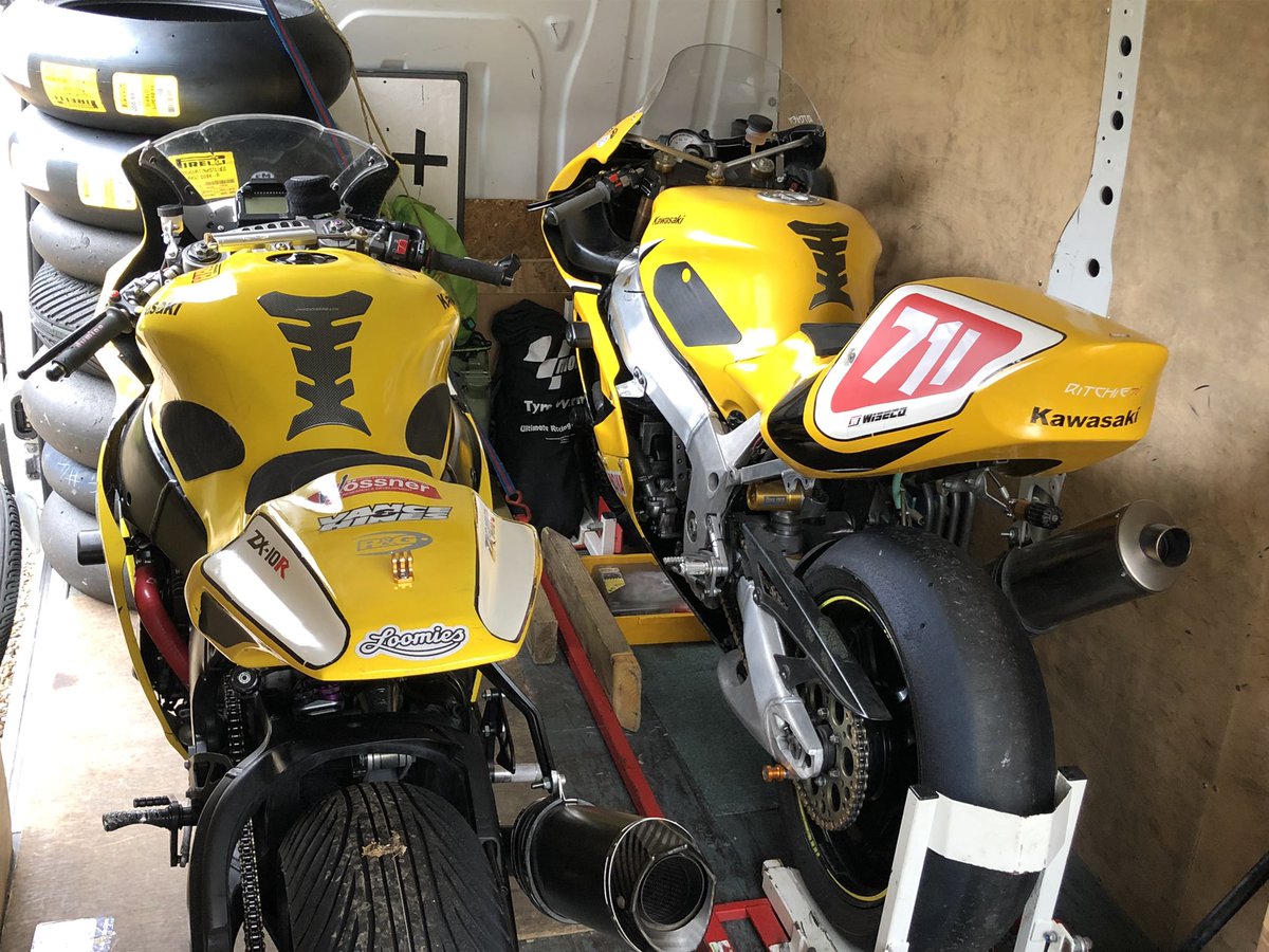 TeamSeventyOne's tweet photo. All aboard! Next stop @SilverstoneUK - Round 2, @Bemseecom MRO #Powerbikes Championship. Looks like it might be a bit chilly 🥶 #zx10r #kawasaki #PerformanceBikes https://t.co/RtV3PyEHaD