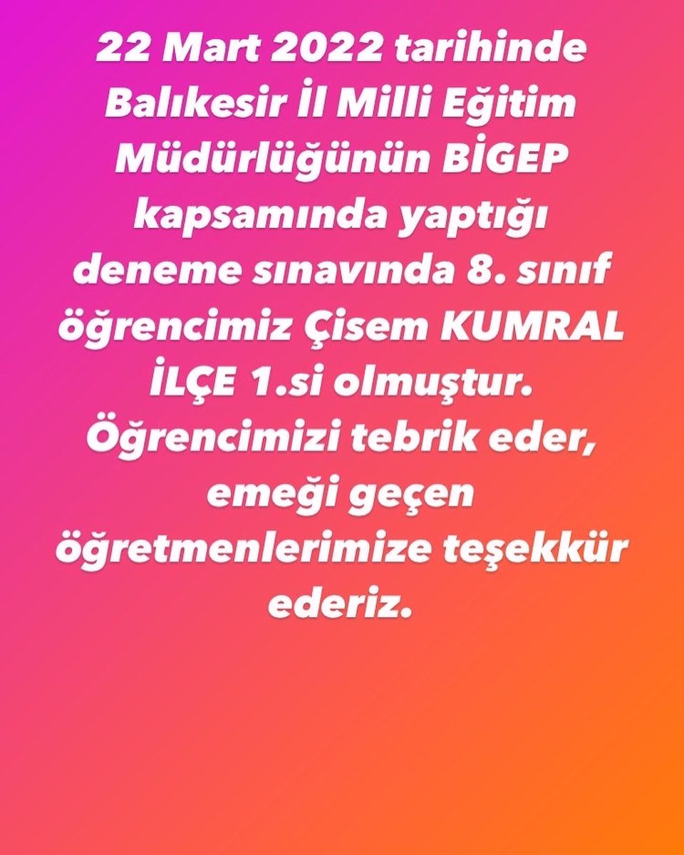 Tüm öğrencilerimizi ve emeği geçen öğretmenlerimizi tebrik ederiz. ❤️💙👏