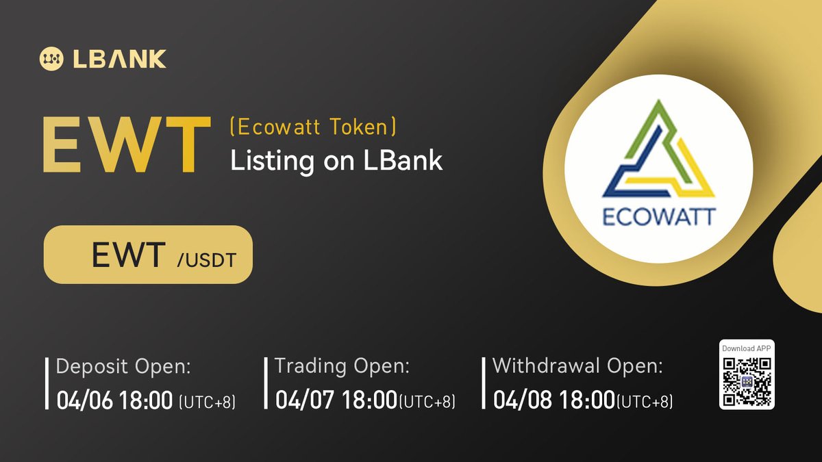 LBank_Exchange's tweet photo. 🎀 New #listing

💫 $EWT(Ecowatt Token) will be listed on LBank! @Eco_Watt_ 

The EcoWatt Token is a carbon certificate generator that empowers the community to participate in the long-term growth of the world going both green and electric.

❤️ Details: https://t.co/RFKDwZYIoT https://t.co/2W0AhVDGlA