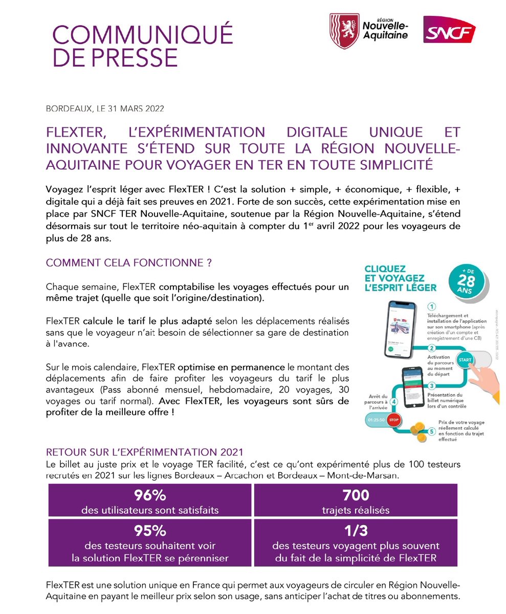 sandra__thery's tweet photo. J-1 ⏰ #FlexTER, l'expérimentation digitale unique et innovante s'étend sur toute la @NvelleAquitaine pour voyager en @TERNouvelleAQ en toute simplicité 🚆
Pour en savoir + 👇
@SO_Bordeaux @Bleu_Gironde @tv7_sudouest @F3Aquitaine https://t.co/jdnax6fpe0