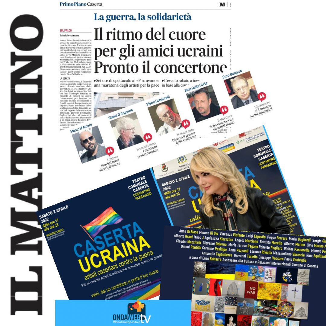 Eccoci su #ilmattino !!
La #cultura per costruire ls #pace 
noi ci proviamo😍
sabato 2 aprile #teatrocomunalecaserta 
<a href="/EnzoBattarra/">Enzo Battarra</a>