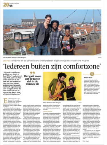 Mijn interview met Joep Pelt over de nieuwe Entoto band waarmee hij de komende tijd volop gaat touren, vandaag in de regionale kranten van Mediahuis (Noordholl Dagbl, Haarlems Dagbl, Ijmuider Cour, Leidsch Dagbl, Gooi &amp; Eemlander)