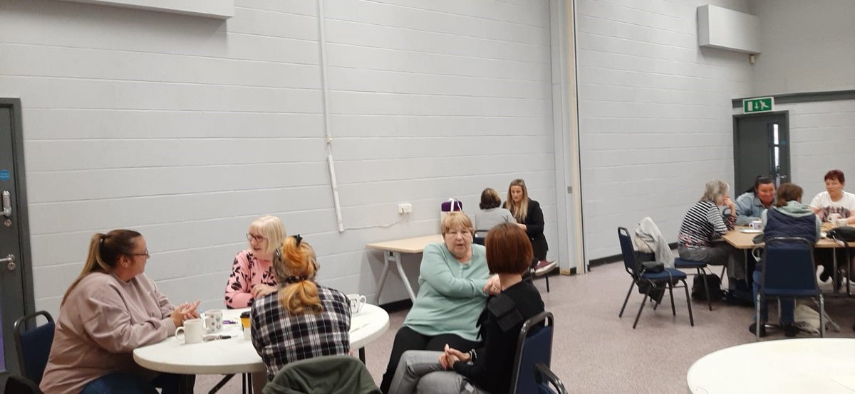 KinshipLpool's tweet photo. Busy Coffee morning yesterday with Cathy Davidson from #AdSolutions speaking to our families and giving lots of advice and support.  First year social work students Trixie and Kiera popped in to speak to families and volunteer Elizabeth Hennessey getting a feel for Kinship Carers https://t.co/v55e46bZDO
