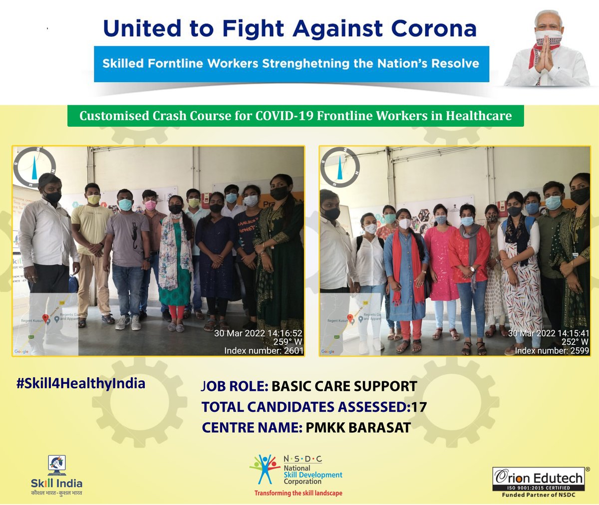 Orionedutech123's tweet photo. PMKK BARASAT completed the assessment of the batch of COVID Frontline Workers. The batch of these candidates have undergone upskilling in Basic Care Support course and are getting ready to serve the patients.
#SkillIndia #Skill4HealthyIndia https://t.co/6CnGDXOaT9