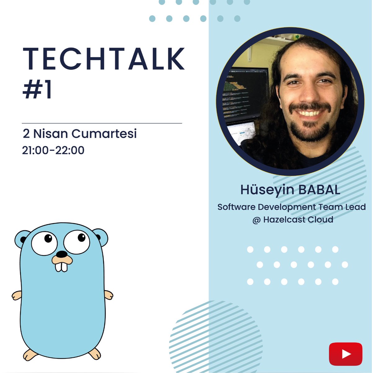 GdgEskisehir's tweet photo. GDG Eskişehir olarak organize ettiğimiz TechTalk’da konuğumuz,Hazelcast Cloud’da Development Team Lead olarak çalışan @huseyinbabal 🤩 Bizlere GoLang bilgilerini aktaracağı etkinliğimizi, YouTube’da canlı olarak takip edebilirsiniz! Kaçırmamak için: https://t.co/x1uQTY2S2T 👈 https://t.co/RFnzHJUuye