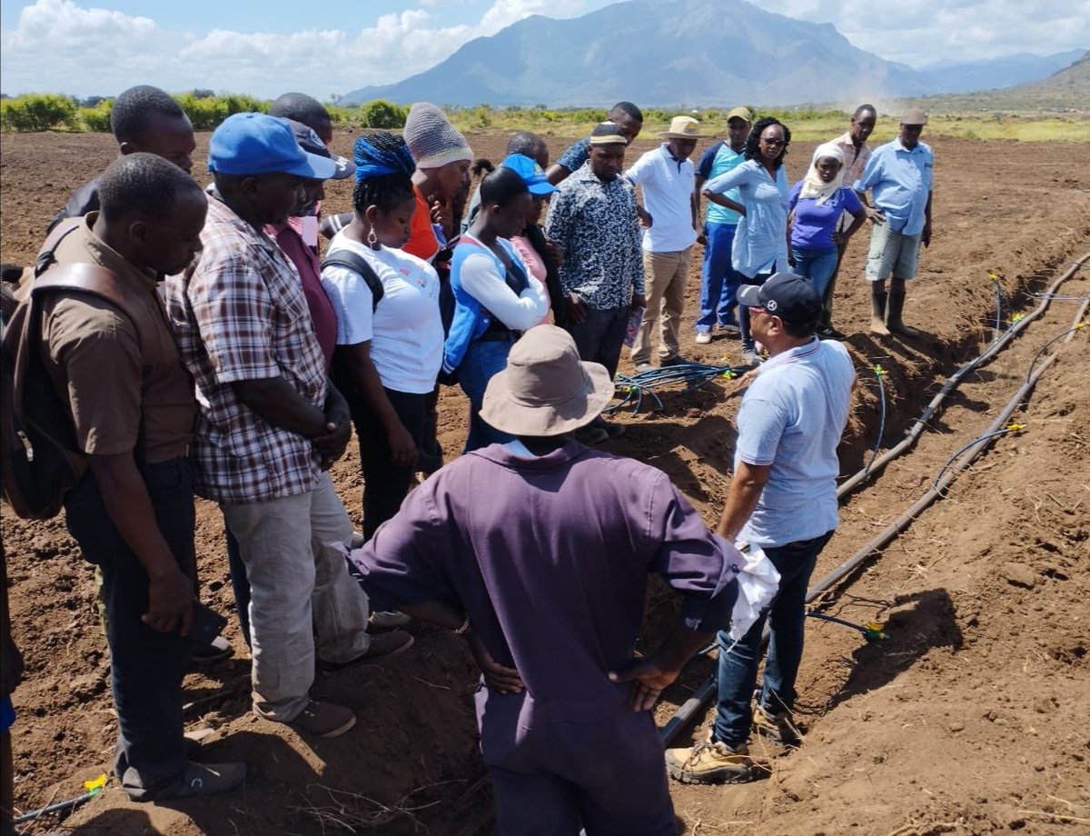 MESPT_ke's tweet photo. In collaboration with the commercial partners Orana, we held a demonstration for installation of drip kits at MoonBerg Organic Farms Limited in Taveta. The Farm is a knowledge transfer centre set up to ensure that farmers learn the best agronomic practices for better productivity https://t.co/izHBJx8zsU
