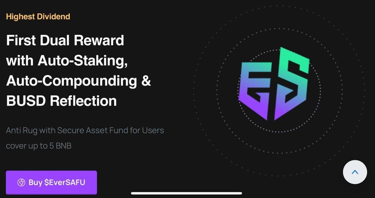 🚨 First Dual Reward with Auto-Staking, Auto-Compounding &amp; BUSD Reflection 🚨

✅APY – 385,945.80%
✅Auto Dual Reward
✅BUSD Dividend every 1 Hour
✅Get Rewards Every 15 Minutes / 96 Times Daily!
0x40ed092304dbae1bcf1858eb24e1b14141126acb
@EverSafu #eversafe #legit100X #BSCGem