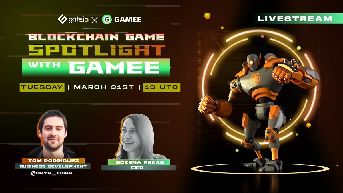 Gate's tweet photo. 🔥AMA With @GAMEEToken

⏰March 31 | 14:00 UTC 

💰$300 $GMEE Prize Pool

1. Follow @gate_io, @cryp_tomr &amp; @GAMEEToken
2. Subscribe: https://t.co/GFDaPal2VI
3. RT &amp; @ 3 friends
4. Fill in this form: https://t.co/Pa6UWGaQxw 

Links
https://t.co/llW07QGyjD
https://t.co/IuWJMlozIW https://t.co/eUpPc4Qibn