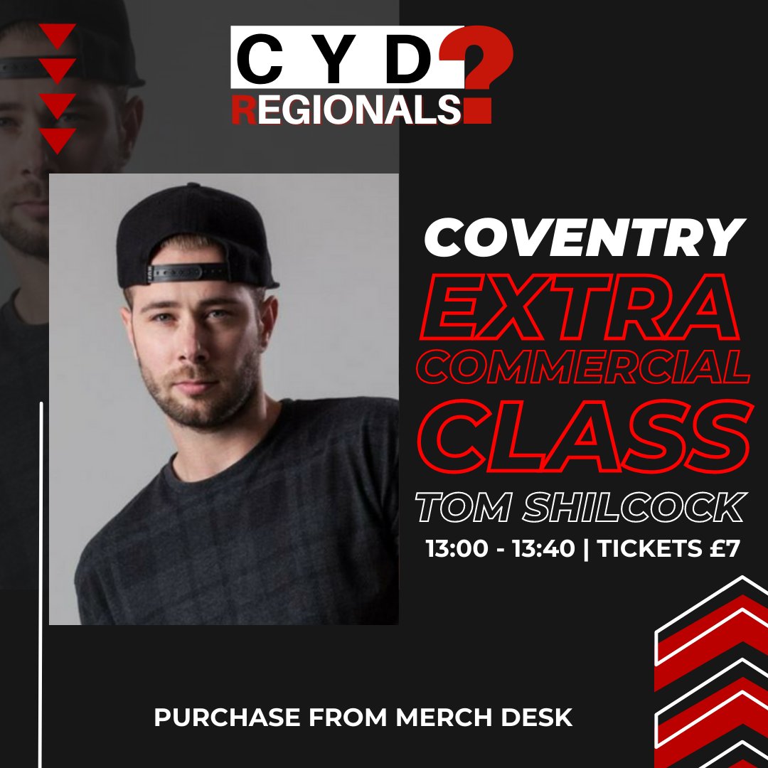 Tom Shilcock will be taking an extra Commercial class at Coventry this weekend! You can grab your tickets from the merch desk on the morning🤩