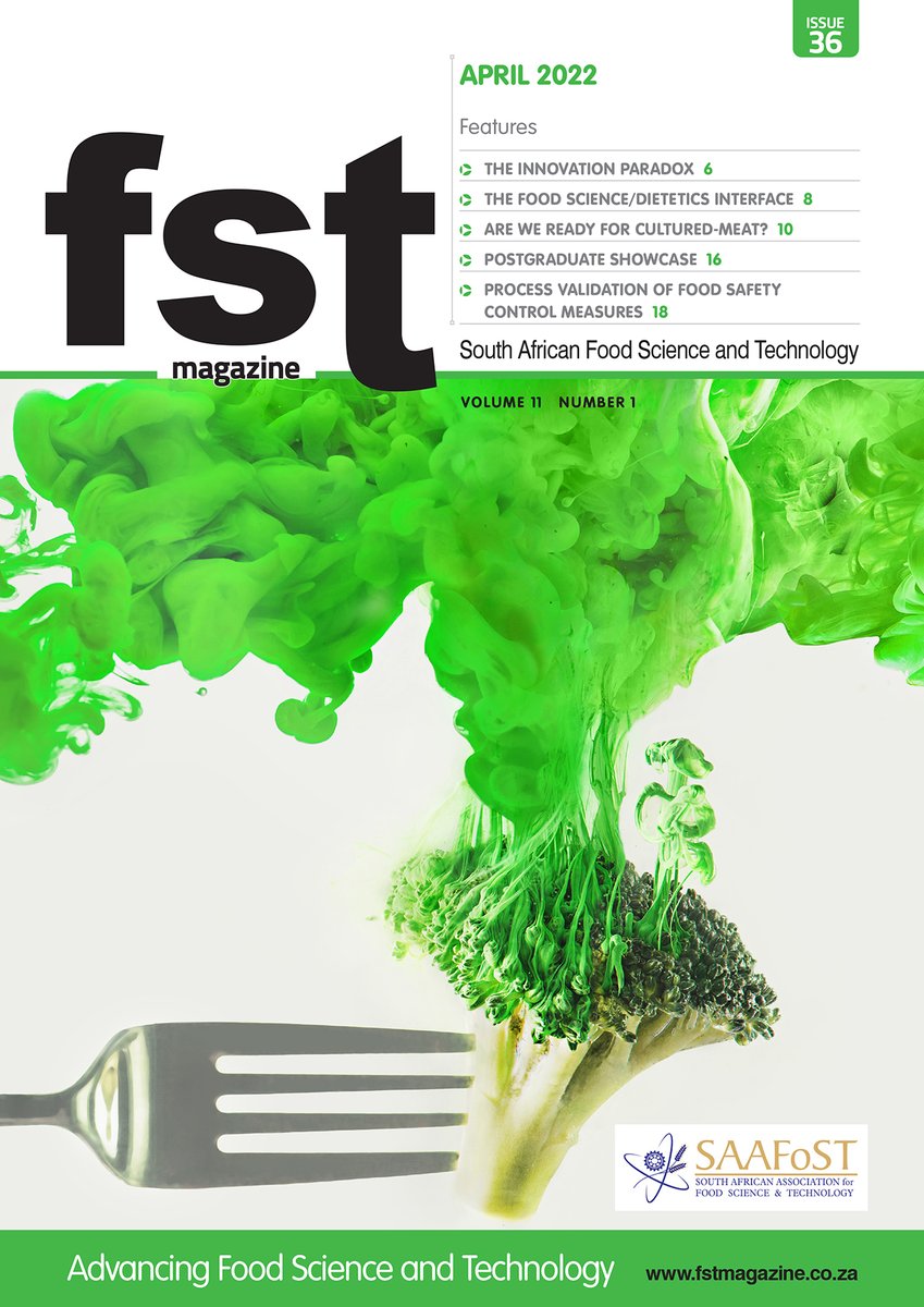 SAAFoSTofficial's tweet photo. You won’t want to miss SAAFoST’s FST April issue features which include:
1 Innovation within the food industry in developing countries
2 Are we ready for cultured meat?
3 The food science/dietetics interface
Read it at https://t.co/812Dkd00RT #fstmagazine #saafost #foodies https://t.co/3R8hZncwNr
