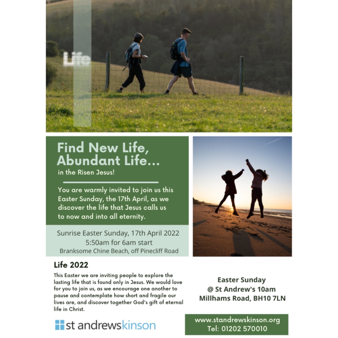 We hope you will join us <a href="/standrewskinson/">St Andrew's, Kinson</a> for Easter 2022 as we explore the lasting life that is found only in Jesus. #life2022 #easter2022 #heisrisen