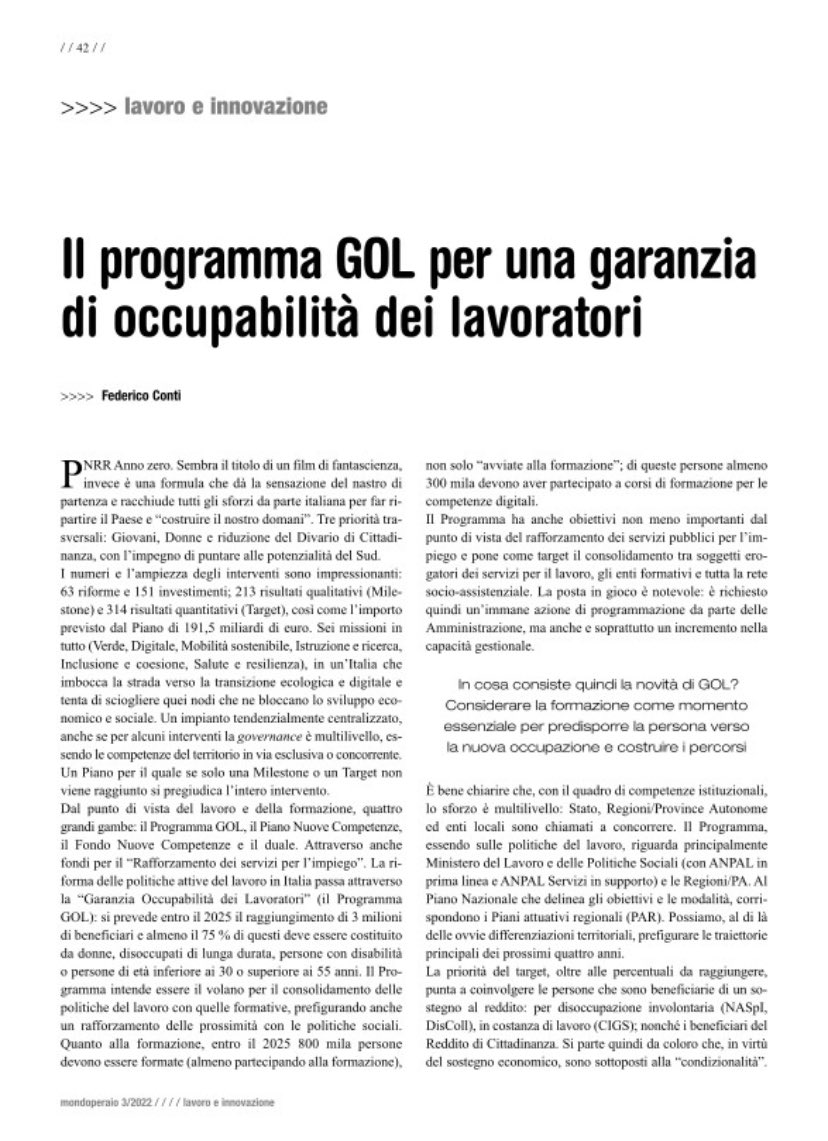 Una piccola riflessione sul #ProgrammaGol da parte di un maestro d’ascia nelle politiche attive 1/4