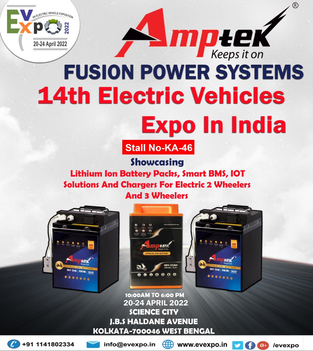 expo_ev's tweet photo. 14th ELECTRIC VEHICLE EXPO IN INDIA
VISIT: FUSION POWER SYSTEMS
#EVExpo #EV
#GoGreen #ElectricVehicles #GReenEnergy #PollutionFreeNation
#UseSanitizer
#FusionPowerSystems @AmptekBatteries https://t.co/NDXzICTx2l