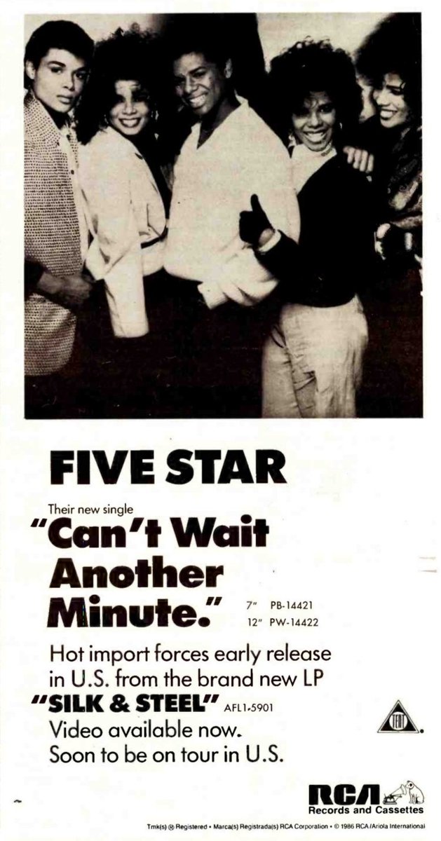 Released this day 31st March 1986 <a href="/5starofficial/">Five Star Official</a> Can't Wait Another Minute. Their 2nd UK Top 10 single peaking at No.7 for 2 weeks &amp; 10wks on the chart
also Germany No.29, Ireland No.5, New Zealand No.43, Switzerland No.16, USA Hot 100 No.41, USA  R&amp;B No.7, Cash Box R&amp;B No.8
