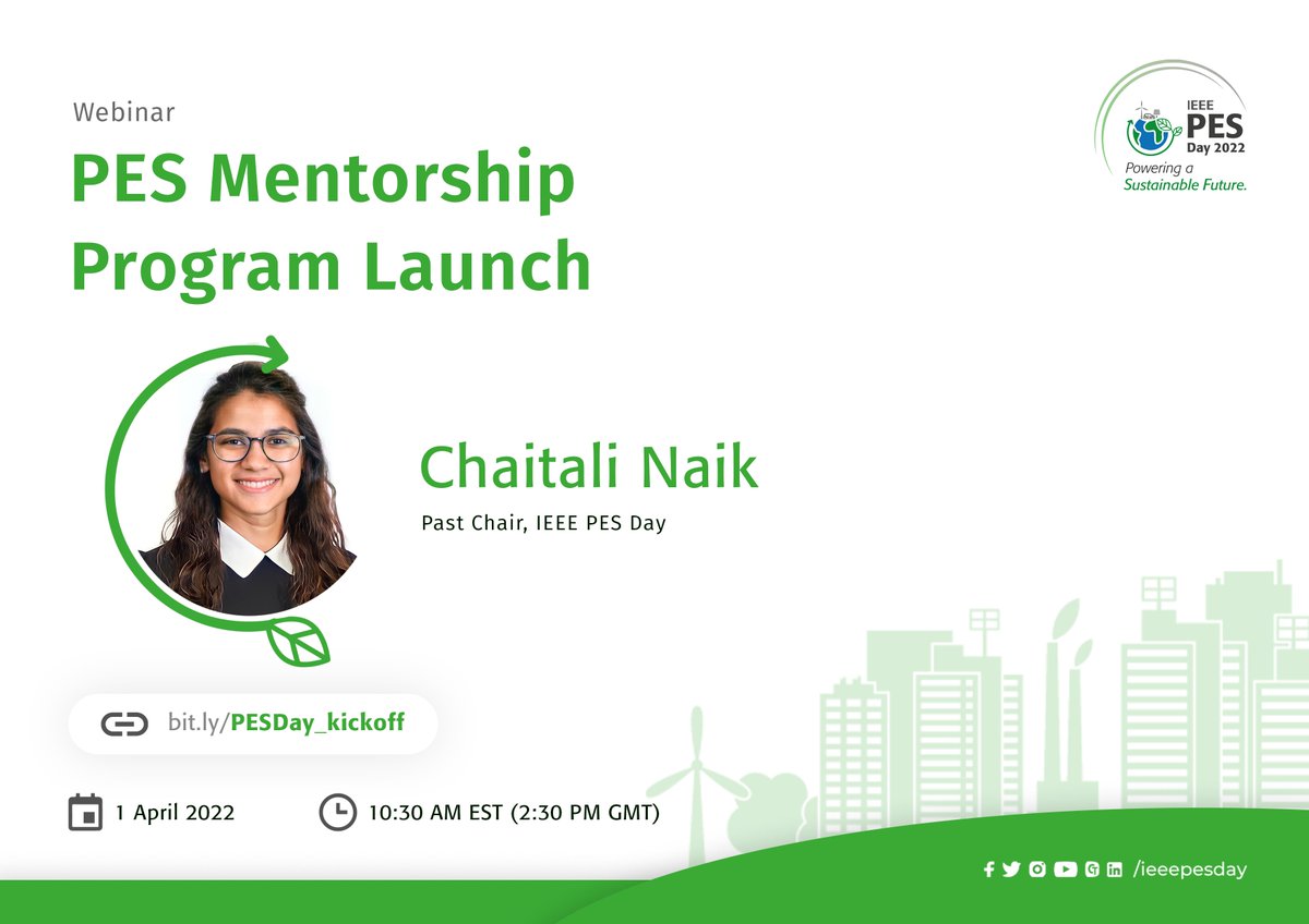 ieeepesday's tweet photo. Dear esteemed ambassadors, are you ready? We are excited to PES Mentorship Program Launch Session.
Join us 1st April at 10:30 AM EST (14:30 HRS GMT).
Joining Link: https://t.co/E3mtbwFOtb
#IEEEPES
#IEEEPESDAY
#IamPESVolunteer
#IEEEPESDay2022
#MorePowerToTheFuture https://t.co/HdONdY4b81