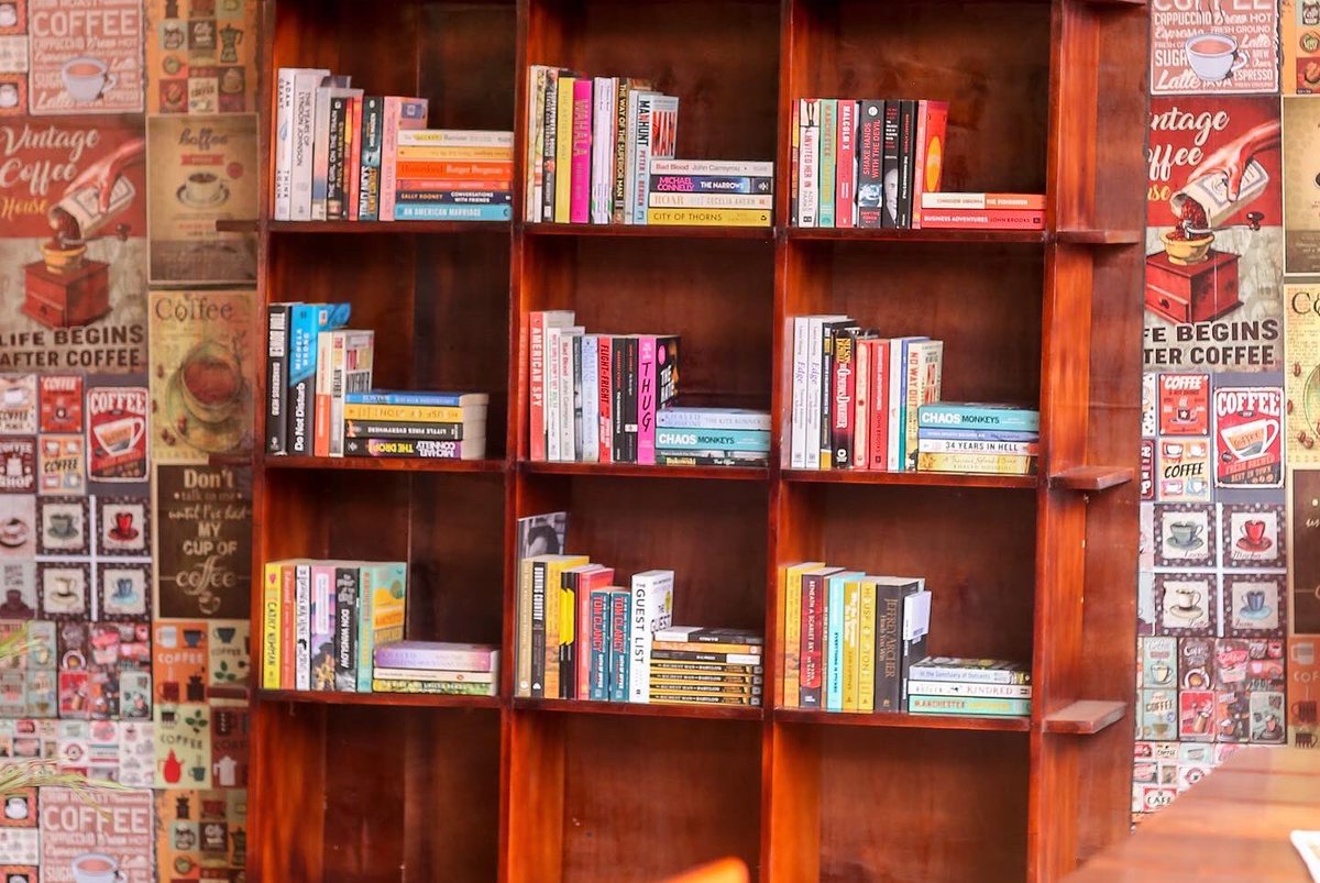 CoterieBookCafe's tweet photo. The end of the month means it’s time to start looking for next month’s reads. Grab your monthly read from the extensive Coterie Book Cafe Library. #monthlyread #books #library #kampala #bookstore #NowReading https://t.co/lIFMACkL6U