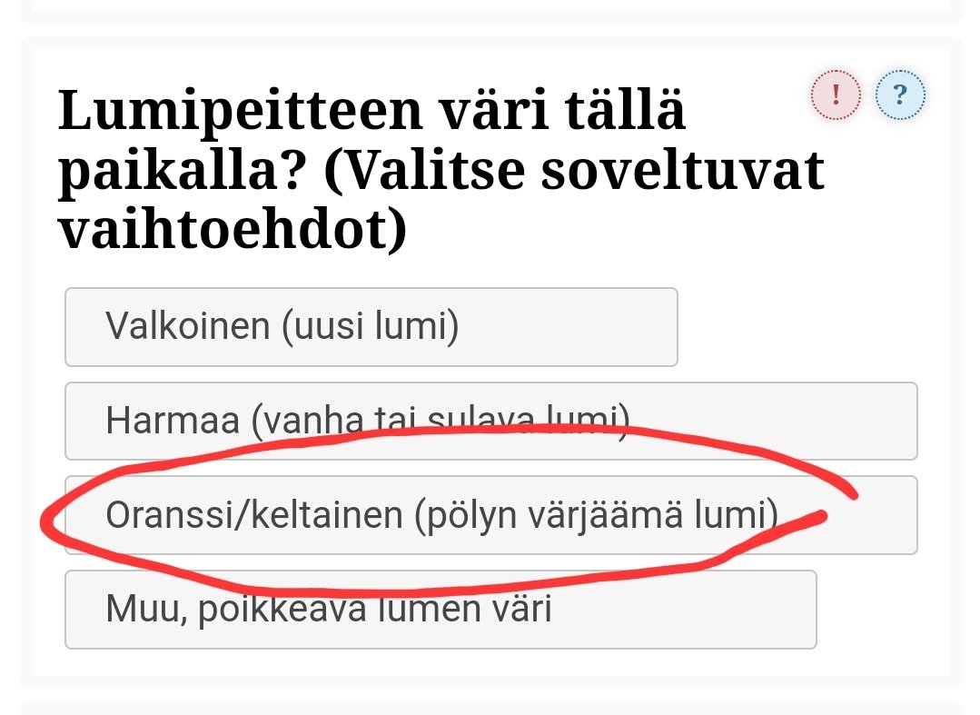 Voit jatkossa ilmoittaa #Saharan pölyn lumihavainnon paikan myös verkkopalvelussa (QR-koodi), valitse ensin paikka ja sitten havainto #oranssi #lumi. Näytteet tervetulleita entiseen malliin Ilmatieteen laitos, yhteistyössä <a href="/IlmaTiede/">Ilmatieteen laitos</a> <a href="/Arctic_Centre/">Arctic_Centre</a> <a href="/SYKEinfo/">Suomen ympäristökeskus</a>