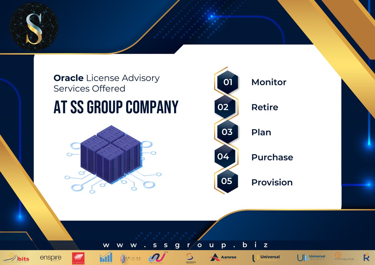SSGroupCompany1's tweet photo. Oracle License Advisory Services Offered At SS Group Company
* Monitor
* Retire
* Plan
* Purchase
* Provision
#SSGroup #OfferedServices #Oracle #OracleLicenseAdvisoryServices #Services #OracleIndia #OracleLicensing #Advisory #IT https://t.co/A2Z6Mo89Mb