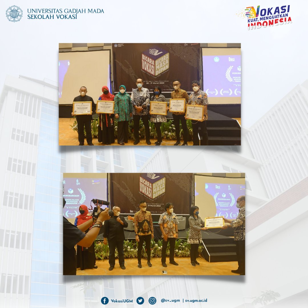 SV UGM mendapatkan apresiasi sebagai Pengelola Layanan Kehumasan Terinovatif dalam acara Apresiasi Pengelolaan Kehumasan di Lingkungan Direktorat Jenderal Pendidikan Vokasi, Kemdikbudristek RI Tahun 2022

Selamat untuk kita semua ✨🤩

#kehumasan #sekolahvokasi #ugmyogyakarta