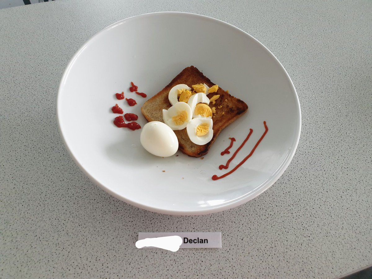 DeanesFoodTech's tweet photo. Year 10 presenting stylised egg &amp; toast competition with egg-cellent results, happy 🐣 Easter 😄 https://t.co/6YqTzJ55ZT