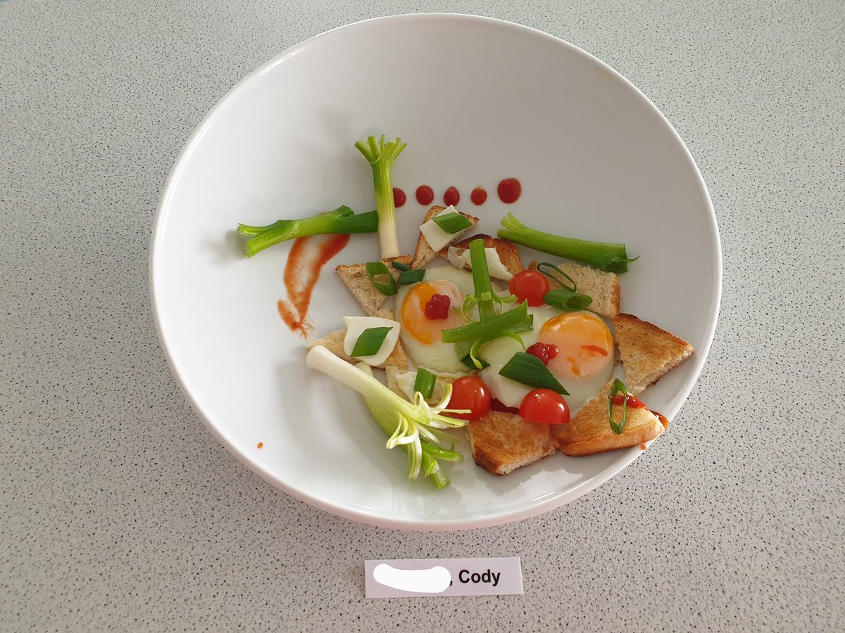 DeanesFoodTech's tweet photo. Year 10 presenting stylised egg &amp; toast competition with egg-cellent results, happy 🐣 Easter 😄 https://t.co/6YqTzJ55ZT