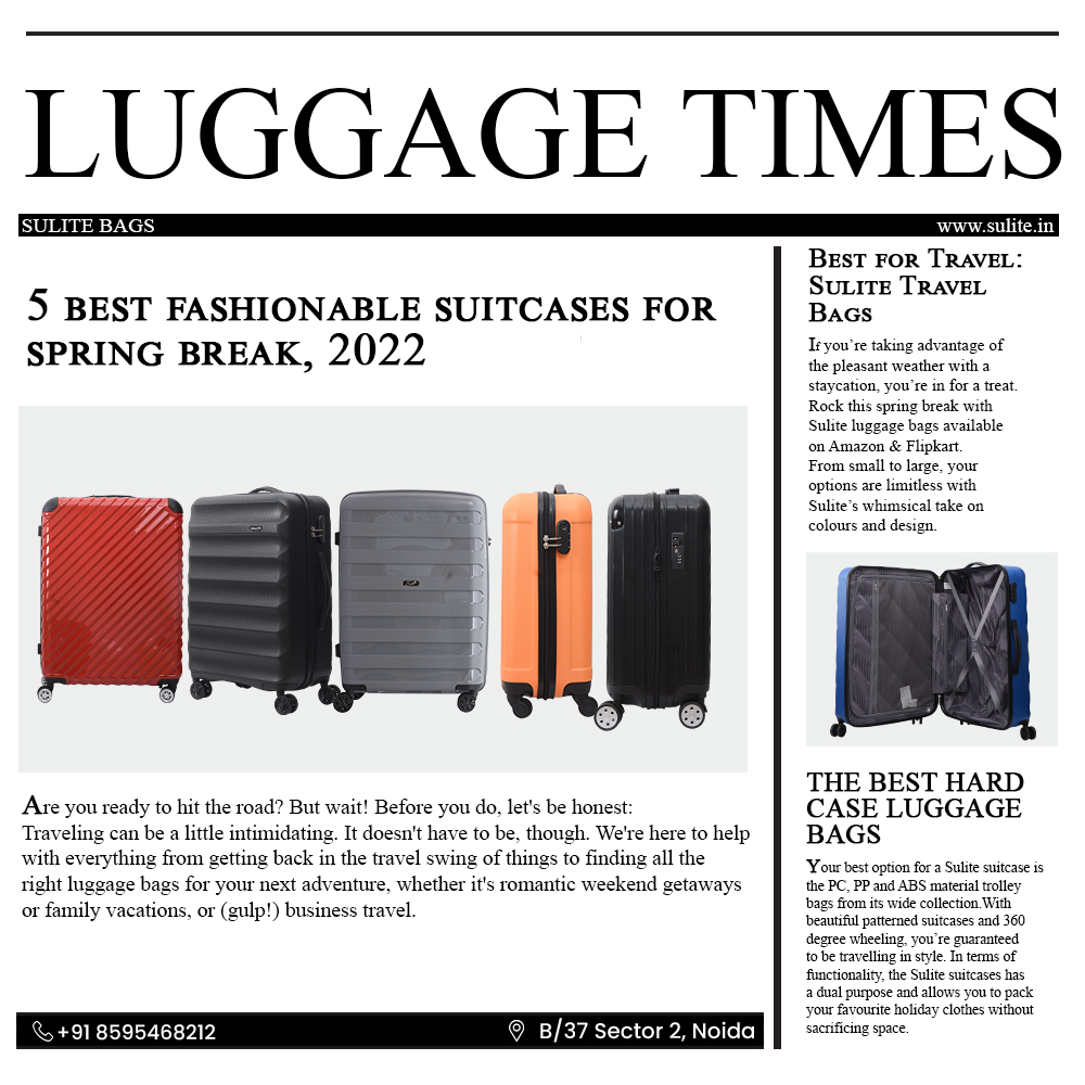 SuliteBags's tweet photo. Luggage Times: Sulite's Weekly Broadcast 📰
Today's broadcast is all about the 5 best fashionable suitcases for spring break, 2022. 🧳
+91-8595468212 📞
B/37, Sector 2, Noida 📍

#sulite #Suitcase #travel #traveling #travelblogger #instatravel #traveler #travellers #Traveller https://t.co/APnZDmUneW