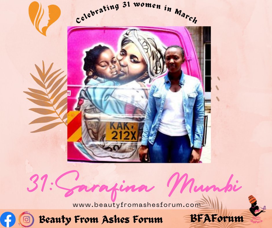 BFAForum's tweet photo. 🌹Sarafina Mumbi, popularly known as Tsarah ‘Arts’, works as a graffiti designer for matatus [public transport vans. 
Read all about her:https://t.co/NLRnhsMVFK
#women #FridayVibes #FridayMotivation #BFAForum https://t.co/dxT3y7A06c