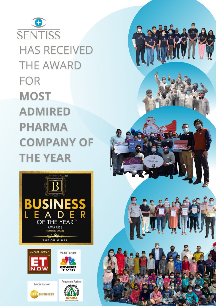 sentisspharma's tweet photo. We are thrilled to have received the award for Most Admired Pharma Company of the Year at the Business Leader of the Year Awards.
Congratulations to the entire Sentiss Family 💙
#greatplacetowork #business #leader #pharma #mesentiss https://t.co/shrpjI0rTZ