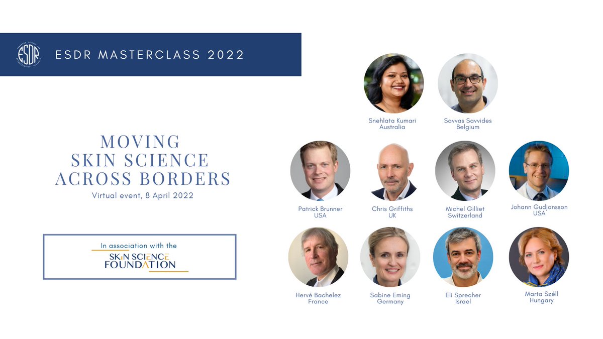 ESDRorg's tweet image. Our 1-day Masterclass in association with the Skin Science Foundation will be held virtually on Friday 8 April and registration is free. 

Discover the scientific program and how to access the virtual platform here:  esdr.org/about-the-esdr… 

@Muzz_Haniffa @HaniffaLab @HBachelez