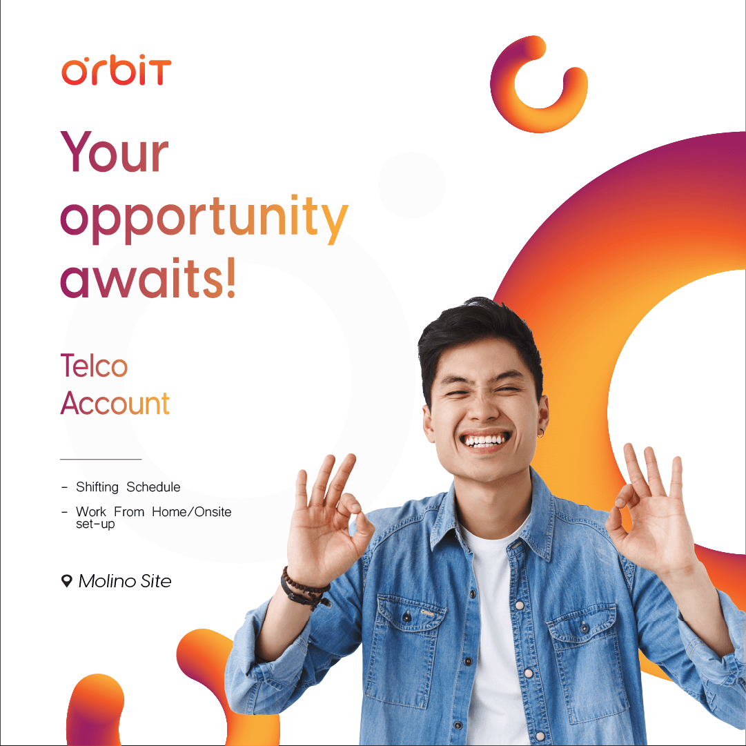 OrbitCareerHub's tweet photo. We are looking for aspiring candidates to be part of our team today! Apply now and get interviewed via Zoom!
#OrbitTeleservices #MakeMeaning #BeWithOrbit #BPO #CallCenter #Cavite https://t.co/Mx26o7dhrz