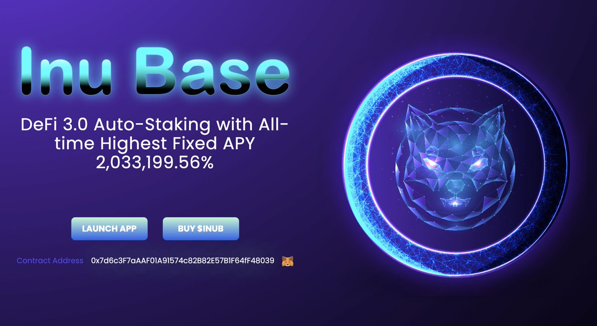 InuBase's tweet photo. $INUB - Highlights

💥Auto-Staking | Compound-Interest
💥Auto-Burn
💥Auto-Liquidity Provide
💥Fast Rebase Rewards 8 minutes
💥Highest Fixed APY 2,033,199.56%
💥Fees Hard Coded
💥Anti-Bot
💥Move-To-Earn Inu Sport App

Details: https://t.co/Er6d6CqtiP https://t.co/xNV6UN7u8E