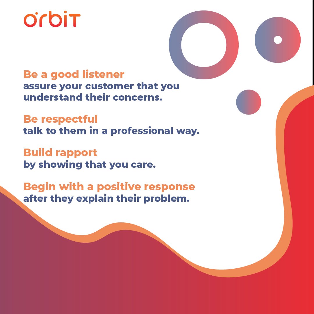 OrbitCareerHub's tweet photo. Let's talk about Customer Service Skills 101. Today, it's 'EMPATHY'.
Feel free to suggest more topics about tips and guides you want to know in the comment section below. We will do our best to give it to you. π
#OrbitTeleservices #MakeMeaning #BeWithOrbit #CallCenter #BPO https://t.co/9fncvVPdrr