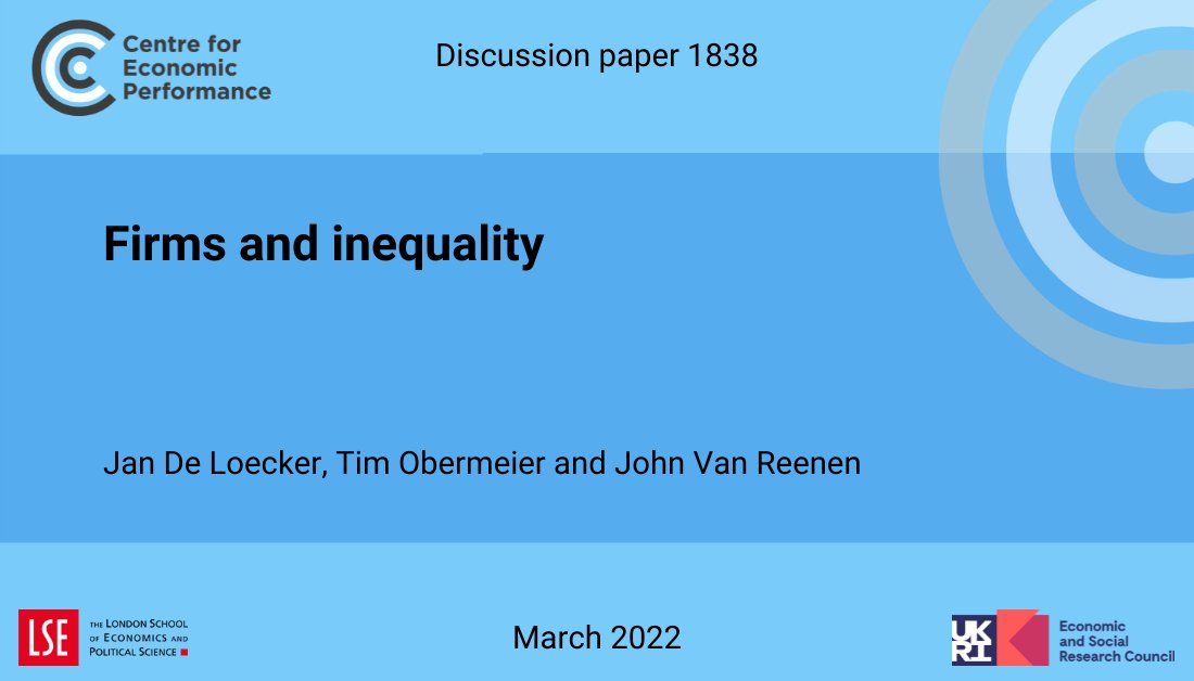 Centre for Economic Performance (@cep_lse) on Twitter photo This research documents, at the micro level, increasing between-firm differences in productivity, wages, size and markups, similar to those in America.
By Jan De Loecker, Tim Obermeier, <a href="/JohnVanReenen/">John Van Reenen</a>
<a href="/POID_LSE/">Programme on Innovation and Diffusion</a> <a href="/LSEEcon/">LSE Department of Economics</a>
Read: cep.lse.ac.uk/_NEW/PUBLICATI… This research documents, at the micro level, increasing between-firm differences in productivity, wages, size and markups, similar to those in America.
By Jan De Loecker, Tim Obermeier, <a href="/JohnVanReenen/">John Van Reenen</a>
<a href="/POID_LSE/">Programme on Innovation and Diffusion</a> <a href="/LSEEcon/">LSE Department of Economics</a>
Read: cep.lse.ac.uk/_NEW/PUBLICATI…
