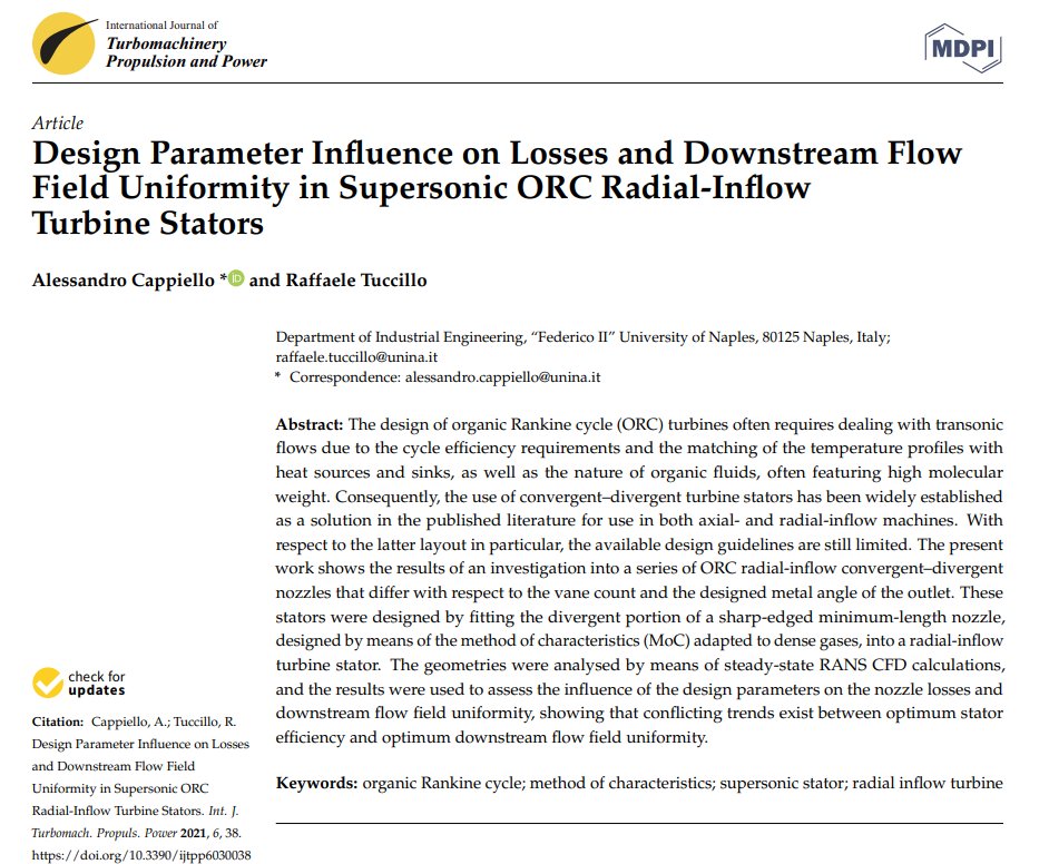 ijtpp's tweet photo. 📌 Check out the article of #IJTPP @MDPIOpenAccess Journal published in 2021:
🔗Title: Design Parameter Influence on Losses and Downstream #Flow Field Uniformity in #Supersonic ORC Radial-#Inflow #Turbine #Stators
https://t.co/xpVC7swHBv
#turbomachinery #power #propulsion https://t.co/CCePWLc5dP