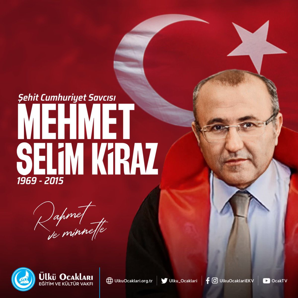 Ulku_Ocaklari's tweet photo. Görevi başında, DHKP-C terör örgütü tarafından şehit edilen Cumhuriyet Savcımız #MehmetSelimKiraz’ı şehadetinin yıl dönümünde rahmet ve minnetle anıyoruz. https://t.co/vc7QLLQ8DZ