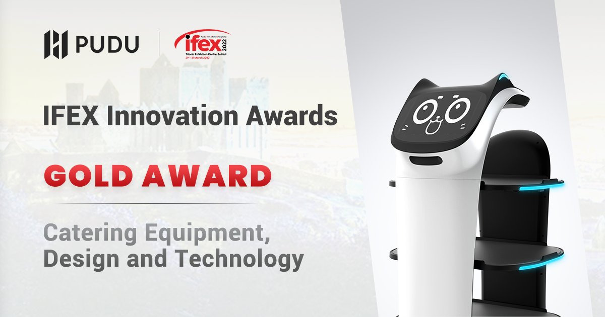 PuduRobotics's tweet photo. We are excited to announce that #BellaBot has won the Gold Award at IFEX Exhibition Innovation Awards 2022.
Thank you partners for your continuous support and trust in our products.
#pudu #pudurobotics #pudueverywhere #ifex2022 #deliveryrobot #pudusolution https://t.co/PTmYHoEjAt