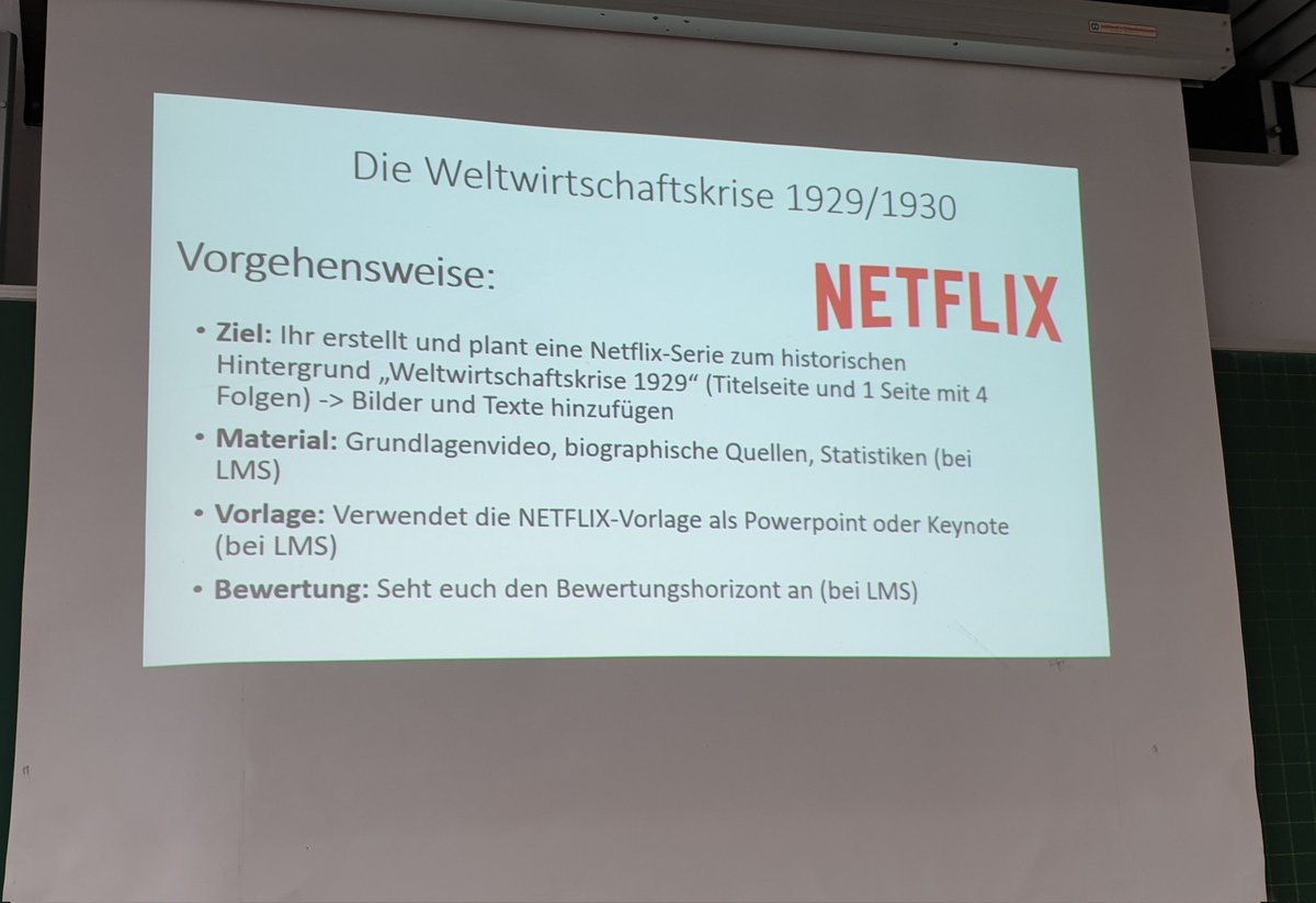 FabianMatheis87's tweet photo. Kl.9 Geschichte, Weltwirtschaftskrise 1929, Ziel: Netflixdoku entwickeln! Danke für die tolle Idee @FassnachtStefan @KBildung Bin sehr auf die Ergebnisse gespannt!#twlz https://t.co/vkhHPhg2Bo