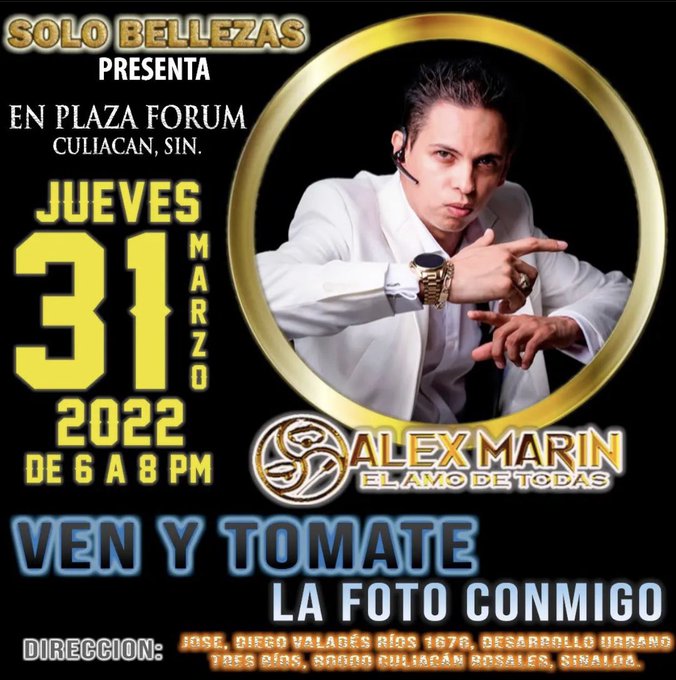 Nos vemos en plaza fórum de Culiacán a las 6 pm hasta las 8 pm para que se tomen la foto conmigo. No