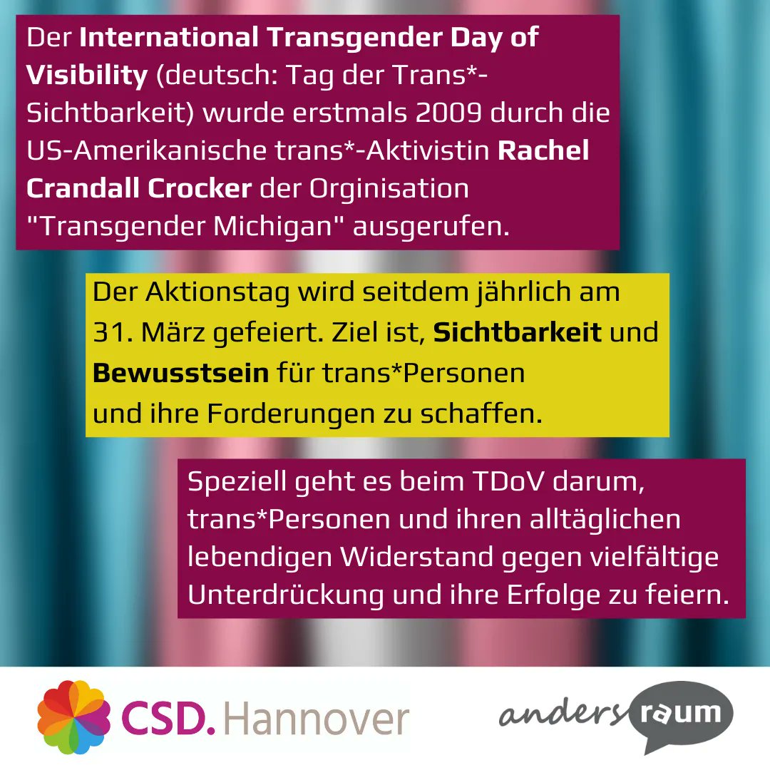 HannoverCSD's tweet photo. Heute ist #TransDayOfVisibility! https://t.co/euOHPHPKoT