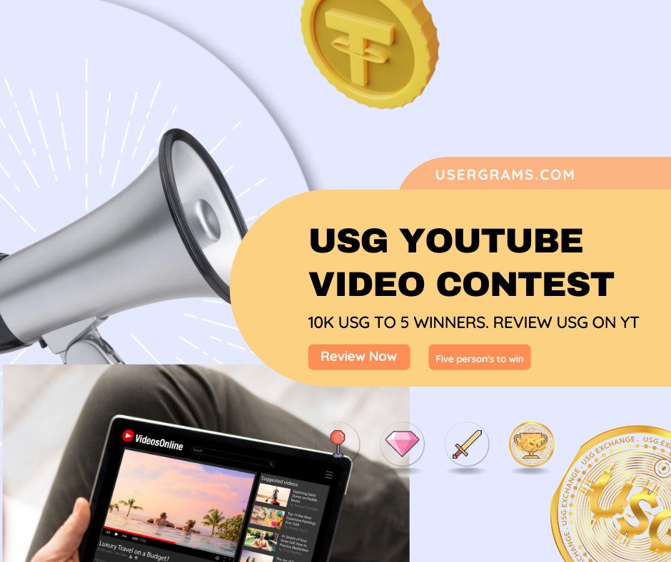 UsgExchange's tweet photo. Record at least a one minute video talking about USG and what you think about the project, upload to youtube and send video link to admin@usergrams.com, we shall select 7 videos and reward them 10,000 USG each.

👍 Let's do this 🚀 https://t.co/wYWkly3lFP