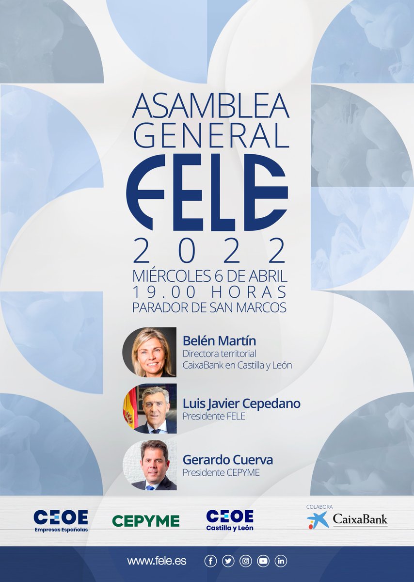 #AsambleaFELE22 🔜¡Ya queda menos para uno de los actos principales de nuestra organización!
Ultimando detalles para el próximo miércoles hacer balance ante nuestros socios de un ejercicio de gran actividad #SomosFELE
<a href="/caixabank/">CaixaBank</a> <a href="/cepyme_/">CEPYME</a> 

#leonesp #EmpresasdeLeón