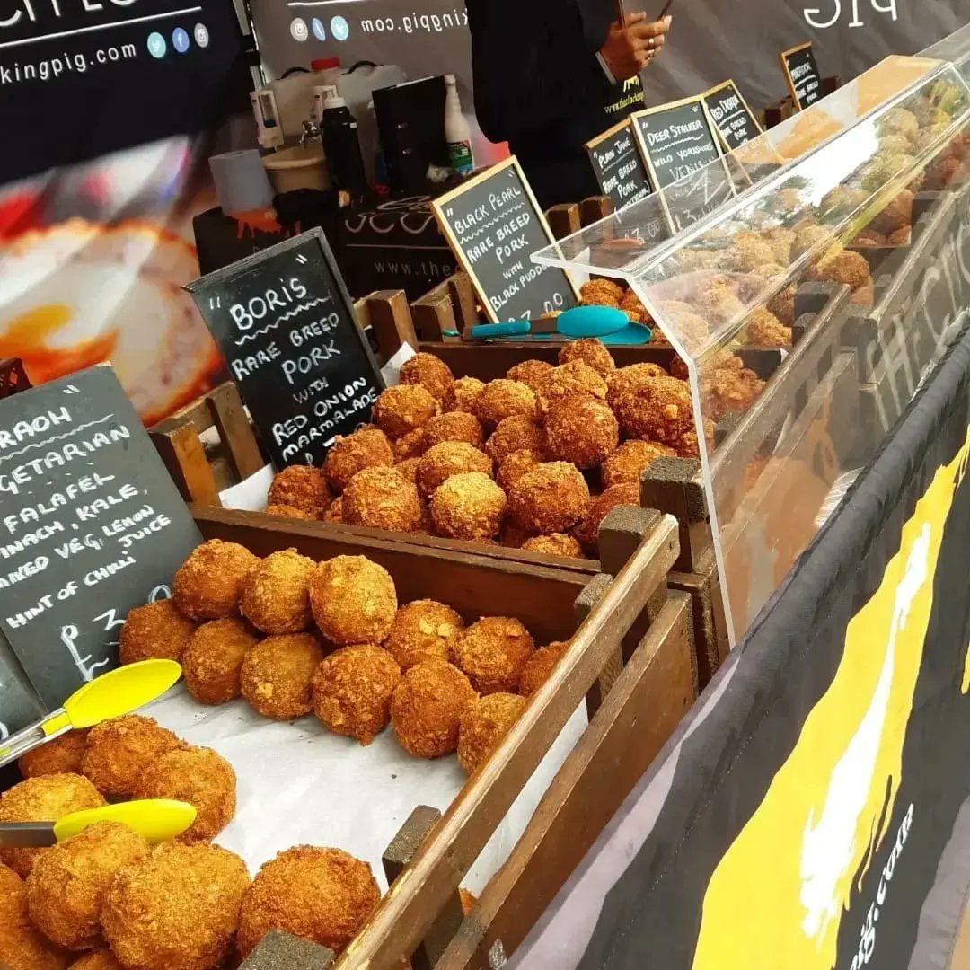 This weekend its 3 mkts ! Saturday  <a href="/stokesleyinfo/">Stokesley Info</a> Stokesley Market &amp; <a href="/hovinghammarket/">Hovingham Market</a>  #northyorkshire . Sunday its Thirsk . All start around 9am. Come &amp; get fresh #gourmet #artisan Scotch Eggs. Including Pheasant &amp; Wild Boar #Firsttweetmaster <a href="/EatGameUK/">Eat Game</a>  Dont 4get sausages