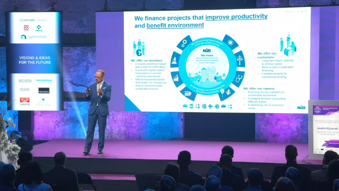 nib's tweet photo. “Estonia, Latvia, Lithuania altogether have around and 4.2% of our share capital, but account for around 13% of our loan portfolio,” @AndreKuusvek at #NREF2022 in #Tallinn 🇪🇪, explaining NIB's value added for the #Baltics. https://t.co/B9h7kNgmjV