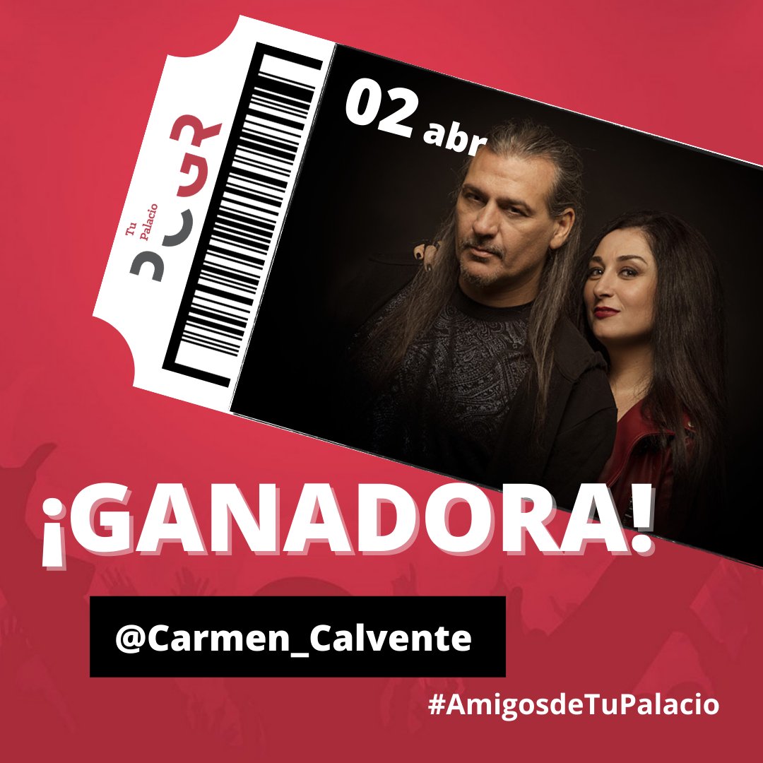 AmigosTuPalacio's tweet photo. Buenos y felices días, sobre todo para la ganadora @Carmen_Calvente de 2 entradas para disfrutar del gran concierto de @camelaoficial  en #Granada
Gracias a todos/as por participar con #AmigosdeTuPalacio https://t.co/Te56sW9rUg